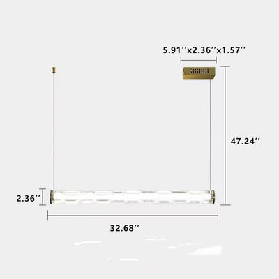 Modern Textured Glass Long Bar 1-Light LED Chandelier