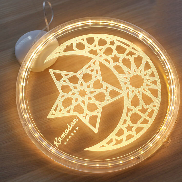 Luz Decorativa de Ventanas LED de Castillo de Luna de Eid Ramadan 
