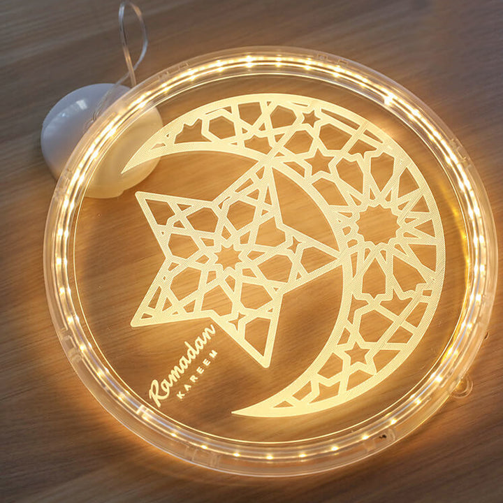 Luz Decorativa de Ventanas LED de Castillo de Luna de Eid Ramadan 