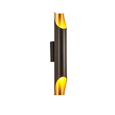 Moderne zylindrische 2-flammige Wandleuchte aus Aluminium in Schwarzgold 