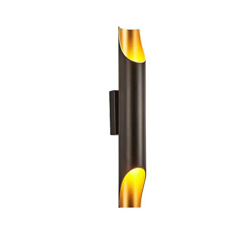 Moderne zylindrische Aluminium Schwarz Gold 2-Licht Wandleuchte 