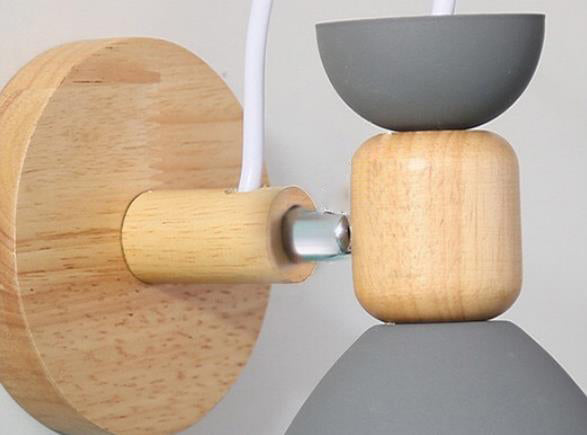 Aplique de pared de 1 luz con base de madera maciza de macaron nórdico 