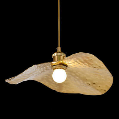 Moderne Hängelampe in Lotusblatt-Form mit goldenem Bronzeton, 1-flammig 
