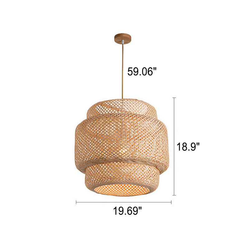 Japanese Simple Bamboo Weaving Column 1-Light Pendant Light