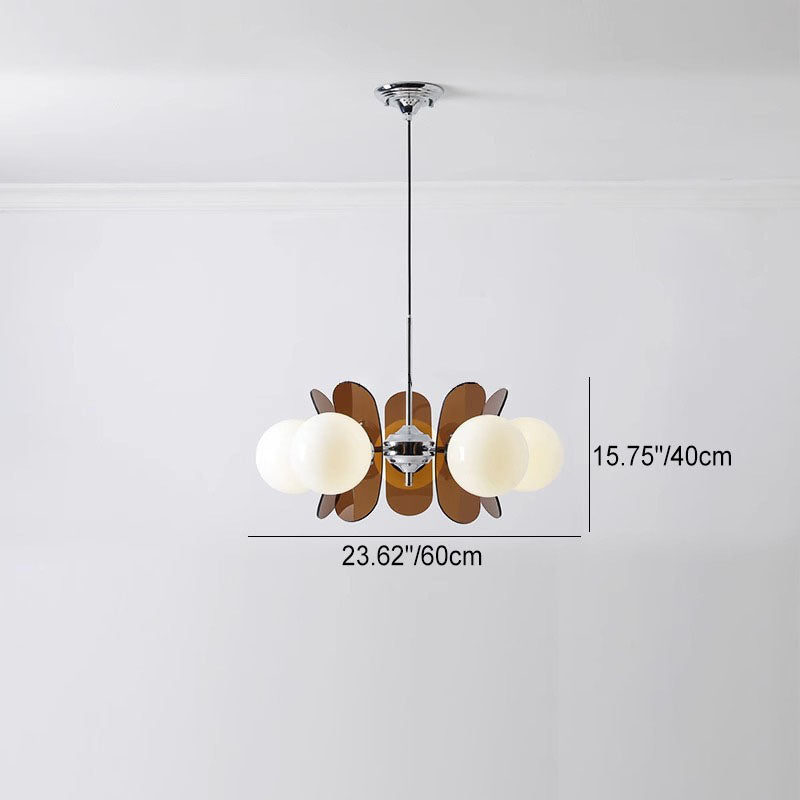 Moderner Mid-Century Acryl Magic Bean Glasschirm 3/5/6/8-Licht Kronleuchter für Wohnzimmer