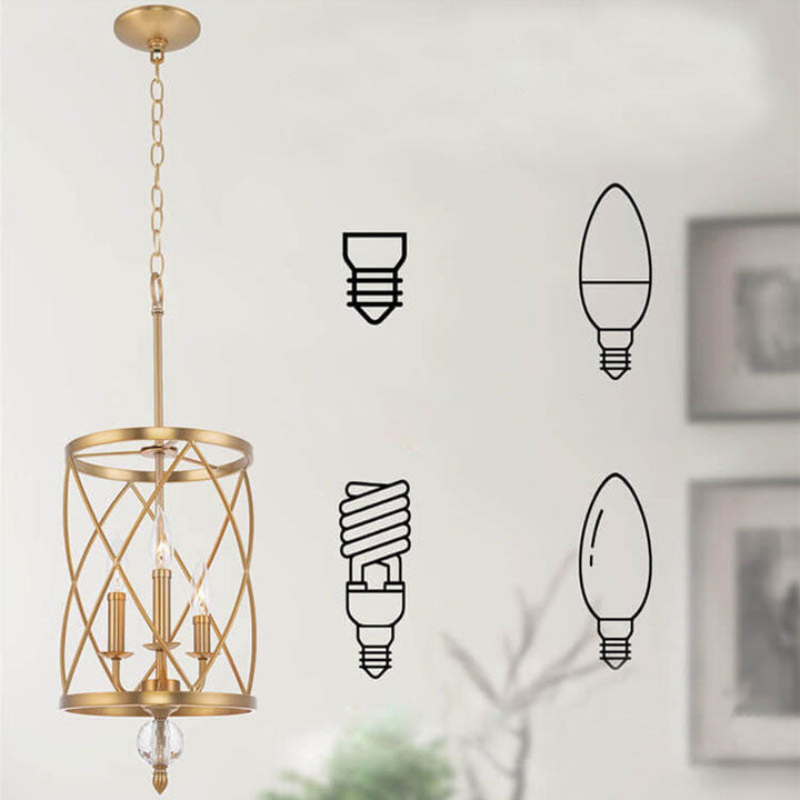 Lustre industriel à 3 lumières en forme de grille croisée en fer forgé 