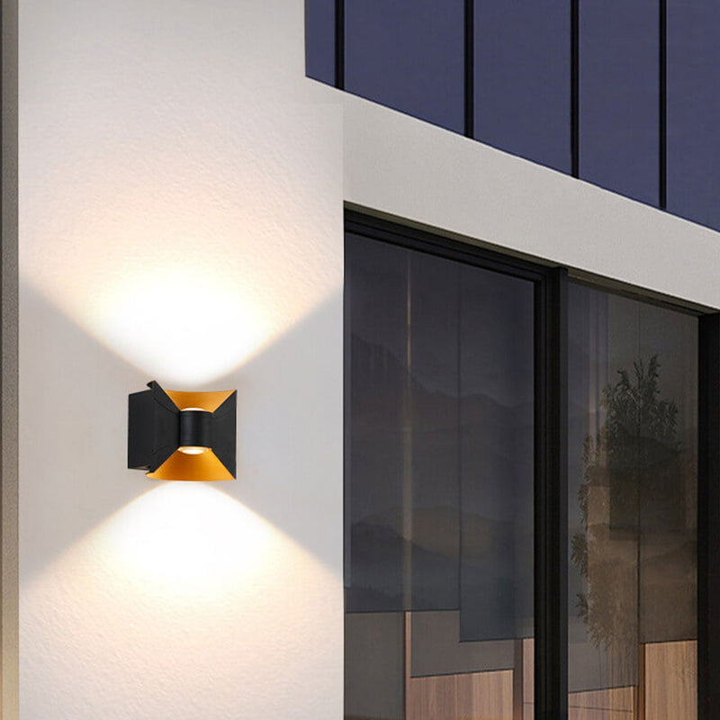 Moderne kreative Aluminium-Quadrat-Doppelkopf-Balkon-Wandleuchte im Freien