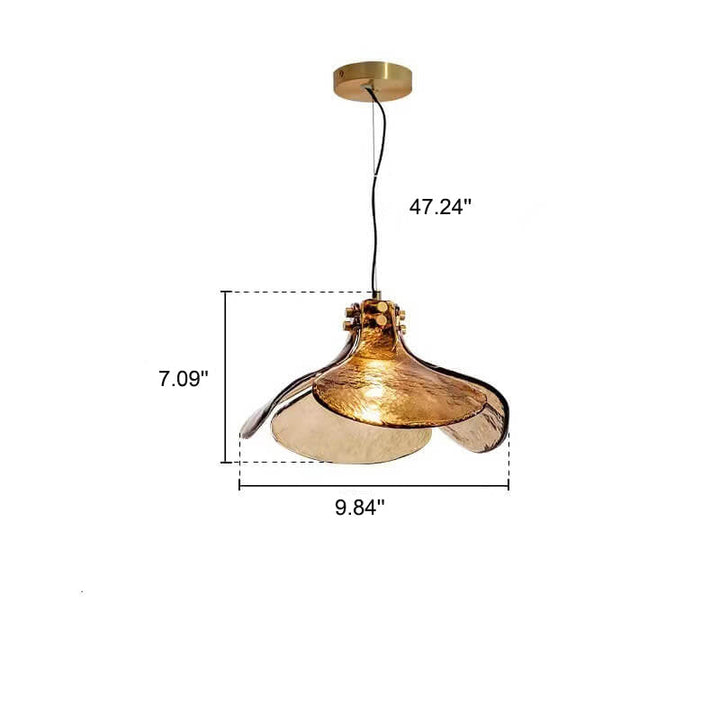 Lámpara colgante de 1 luz con vidrio ámbar vintage floral de latón 