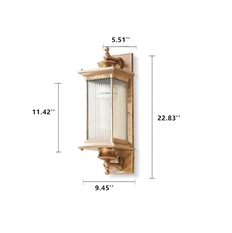 Retro Rectangular 1-Light Outdoor Waterproof Wall Sconce Lamp