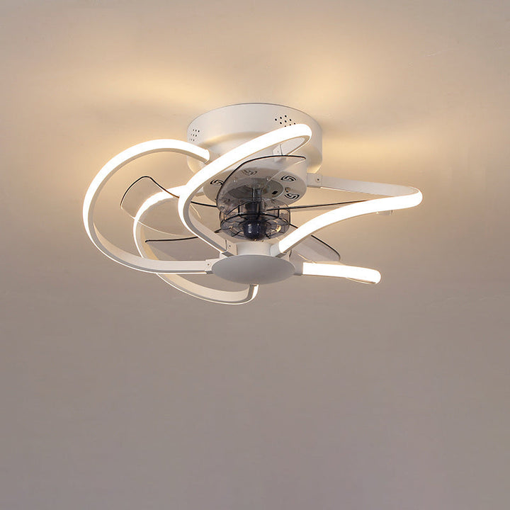Moderner kreativer Käfig LED-Deckenventilator mit halb bündiger Montage 