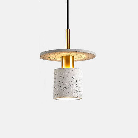 Suspension Luminaire Cylindrique à 1 Lumière en Terrazzo Nordique 