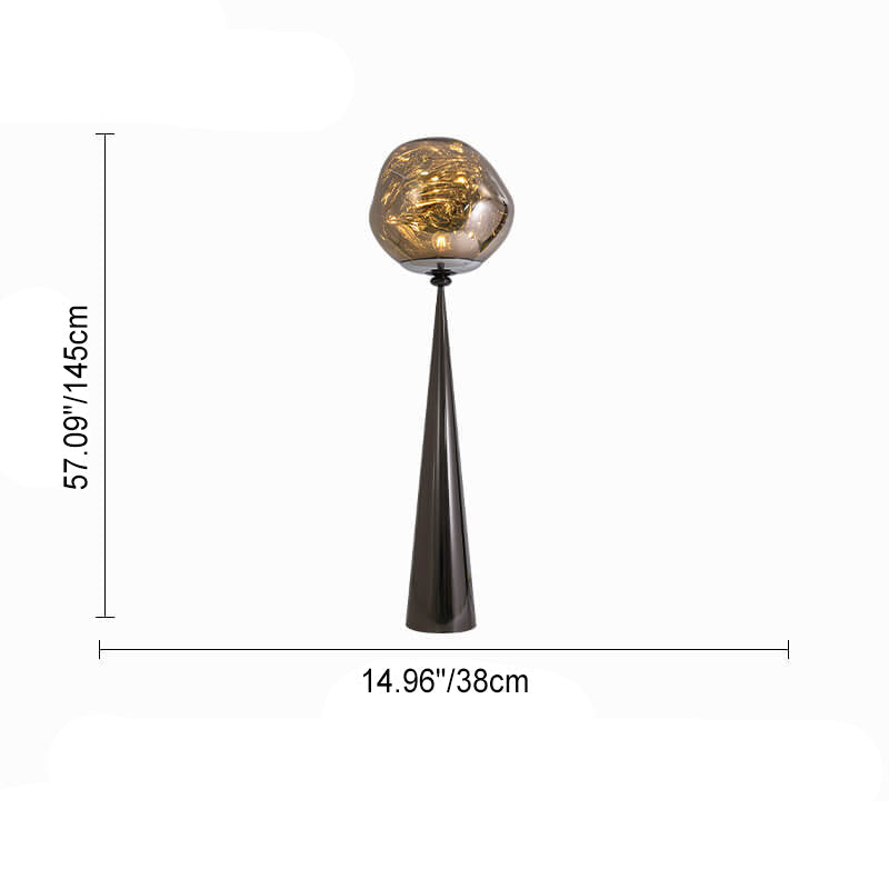 Italian Lava Acrylic Conical Electroplated Iron Base 1-Light Standing Floor Lamp