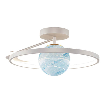 Modern Space Planet Globe LED Semi-Flush Mount Ceiling Light