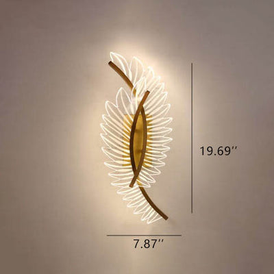 Moderne Acryl Feder Gold Kupfer LED Wandleuchte 