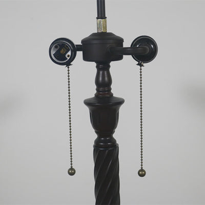 Vintage Tiffany Flower Blue Glass 2-Light Standing Floor Lamp