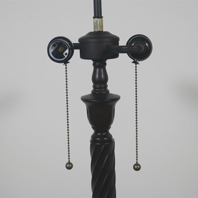 Vintage Tiffany Flower Blue Glass 2-Light Standing Floor Lamp