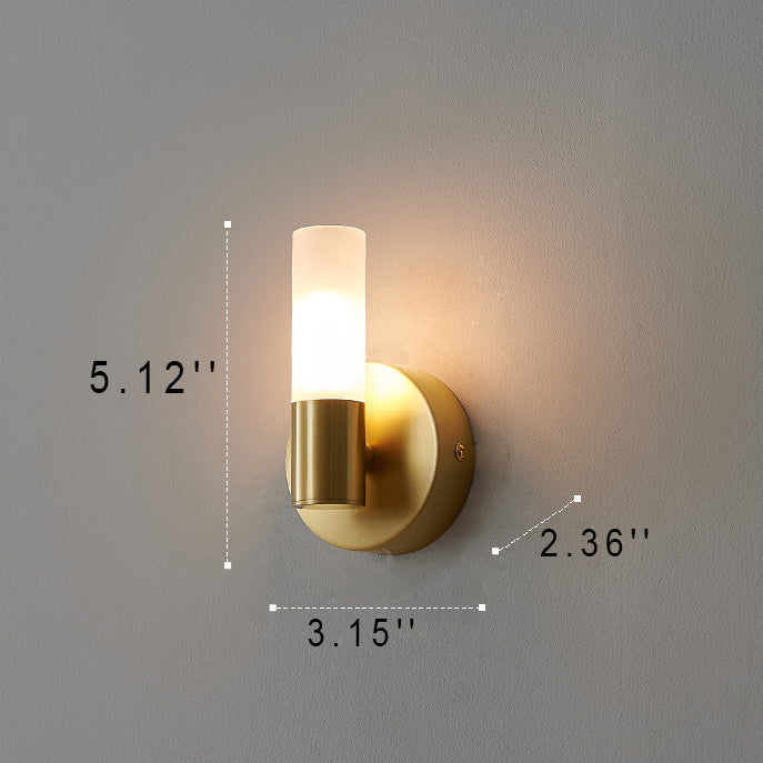 مصباح حائط LED عصري فاخر بعمود أكريليك ونحاس 1/2/4 ضوء 