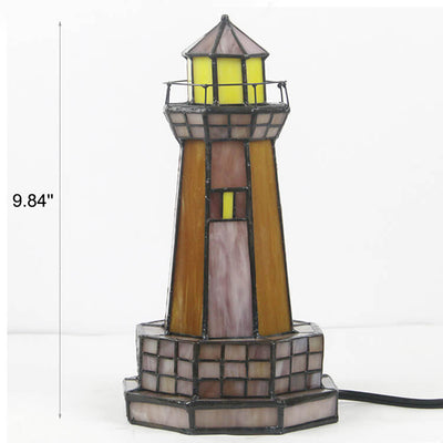 Tiffany Creative Tower Light Stained Glass 1-Light Table Lamp