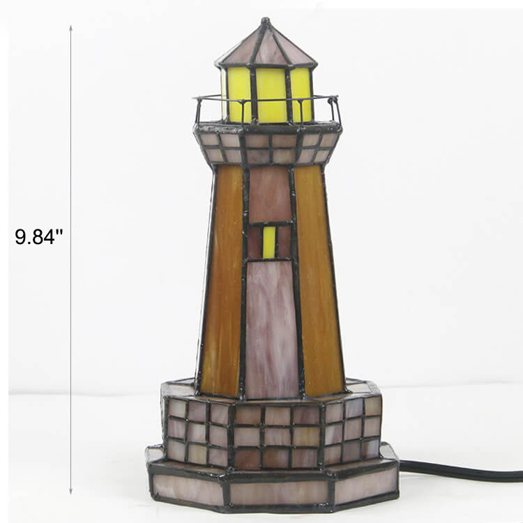 Lampe de table à 1 lumière en verre teinté Tiffany Creative Tower Light 