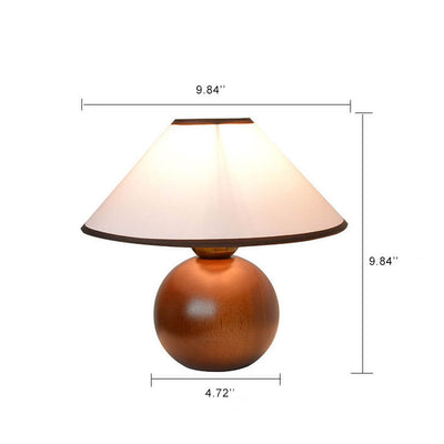 Vintage Coffee Round Solid Wood Base 1-Light Decorative Table Lamp