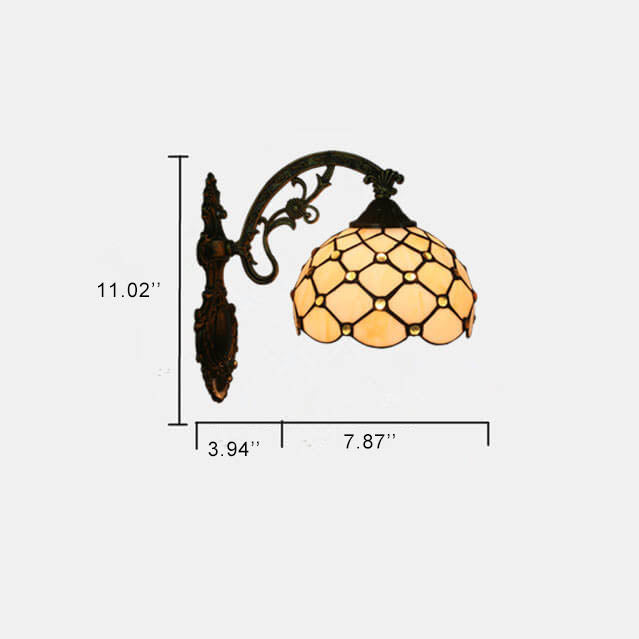 Tiffany European Halbrunde Wandleuchte aus Glas mit 1 Leuchte 