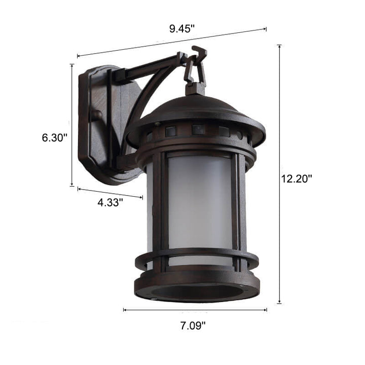 Lanterne Rétro Cylindrique Extérieure 1-Lumière Applique Murale Étanche 