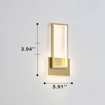 Modern Minimalist Gold Rectangular 1-Light LED Wall Sconce Lamp