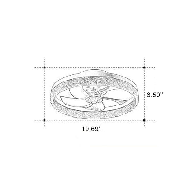 Modern Circle Ring LED Semi-Flush Mount Ceiling Fan Light