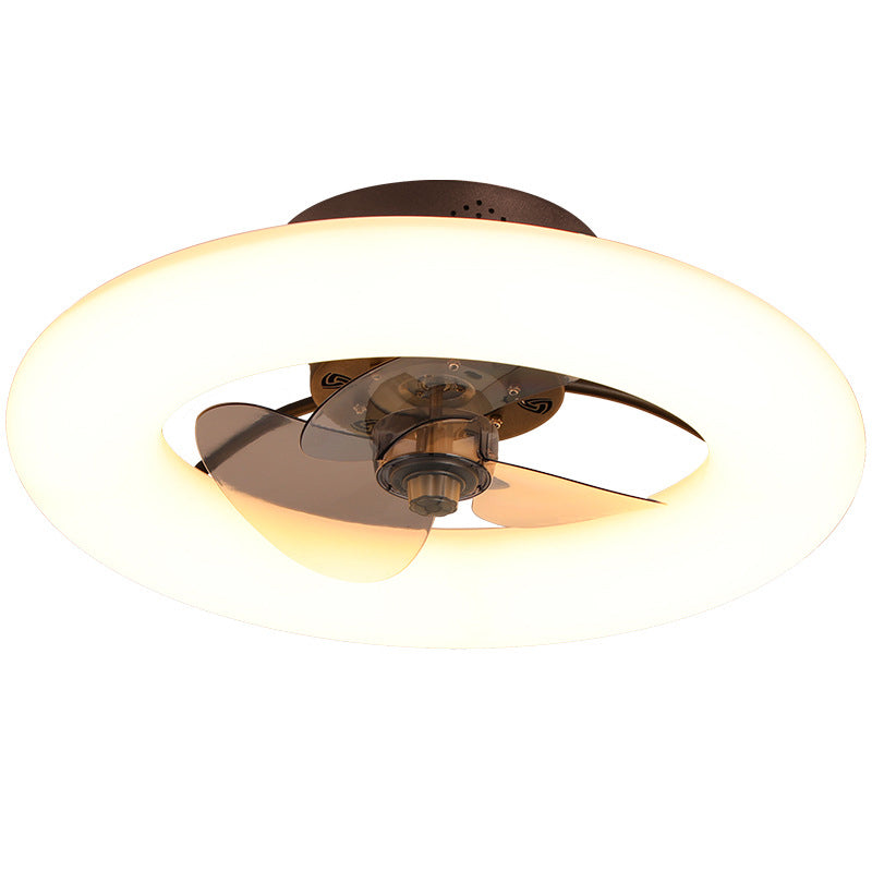 Modern Creative Circle LED Semi-Flush Mount Ceiling Fan Light