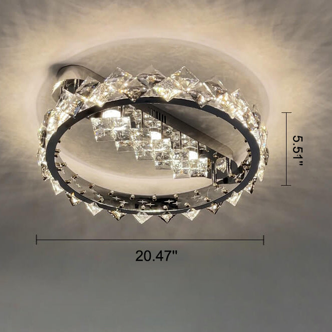 Modern Luxury Crystal Circle LED Semi-Flush Mount Ceiling Light