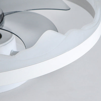 Minimalist Round Acrylic Border LED Semi-Flush Mount Ceiling Fan Light