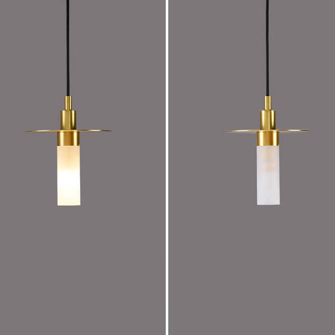 Modern Copper Glass Cylinder 1-Light Pendant Light