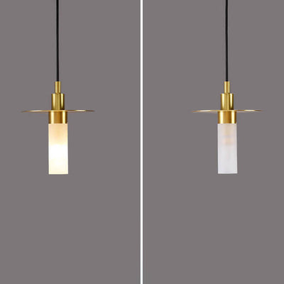 Modern Copper Glass Cylinder 1-Light Pendant Light