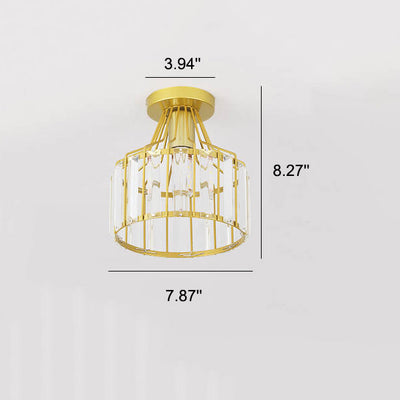 Modern Crystal Dome 1-Light Semi-Flush Mount Ceiling Light