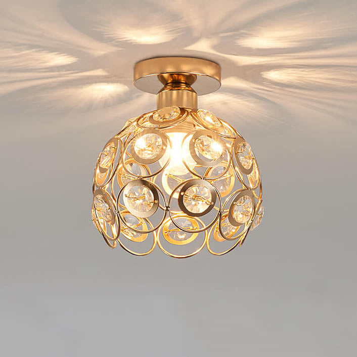 Plafonnier semi-encastré moderne européen en cristal à 1 lumière 