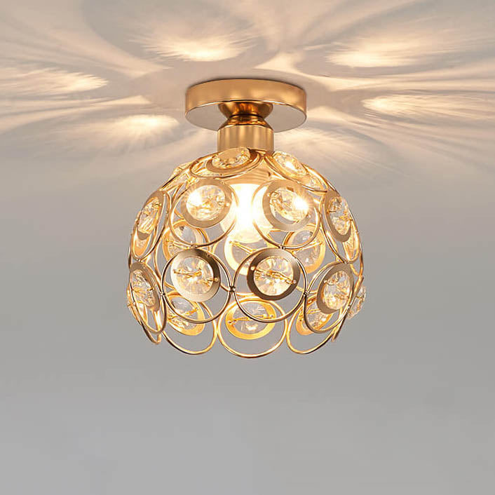 Modern European Crystal 1-Light Semi-Flush Mount Ceiling Light