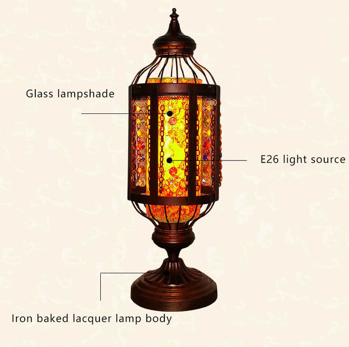 Vintage Turkish Stained Glass Lantern 1-Light Table Lamp