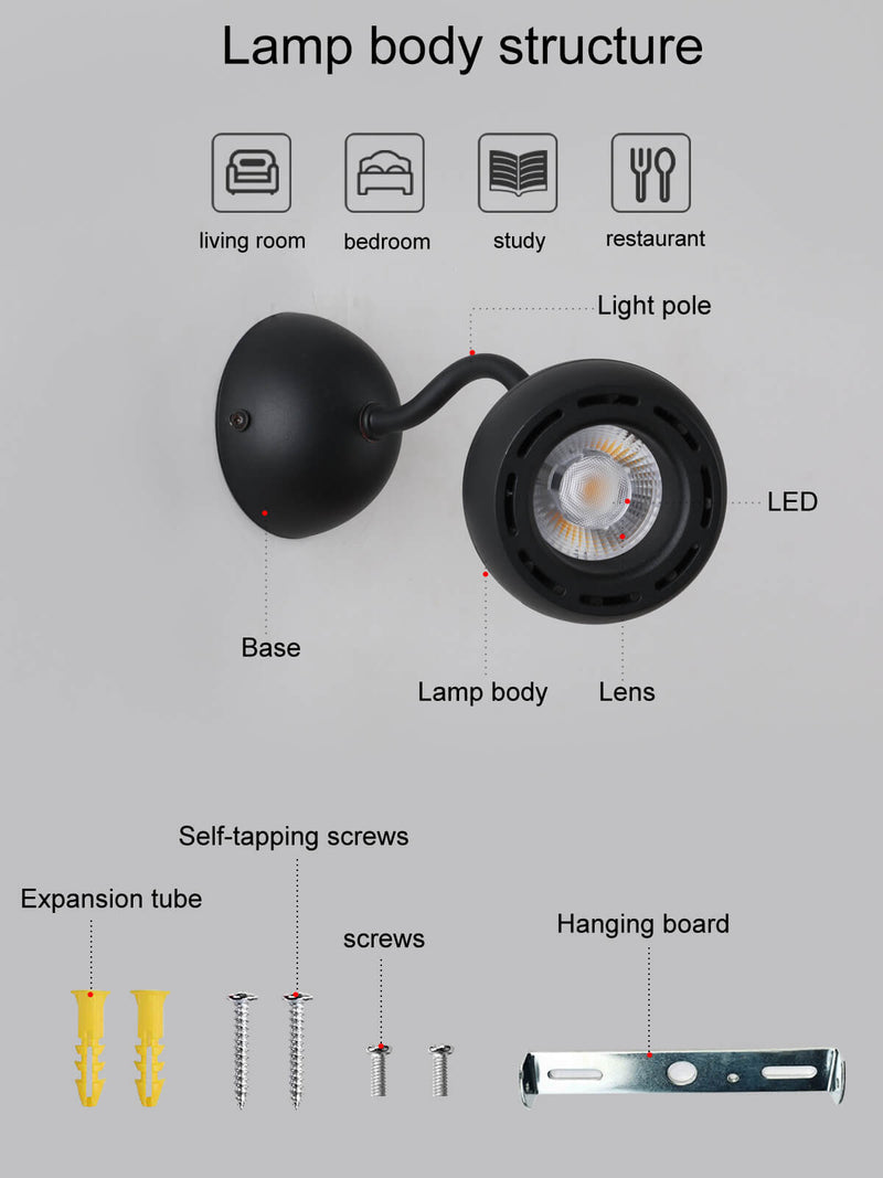 Minimalist Iron Dome Shade Mini Rotatable LED Wall Sconce Lamp