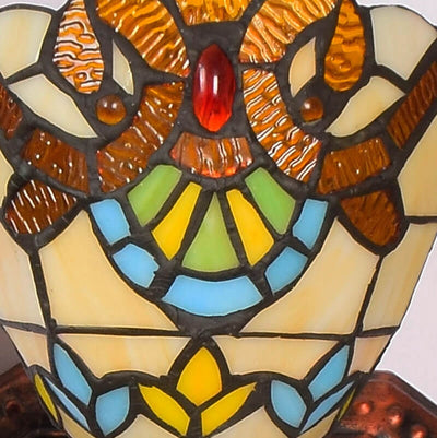 Vintage Tiffany Baroque Stained Glass 3-Light Wall Sconce Lamp