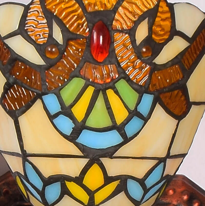 Vintage Tiffany Baroque Stained Glass 3-Light Wall Sconce Lamp