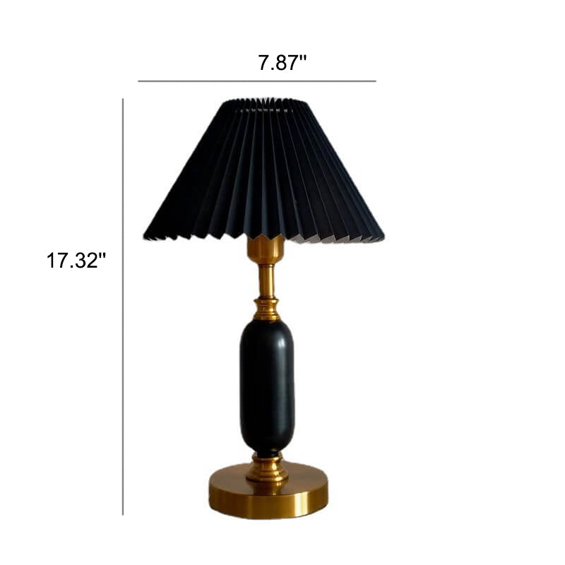 Retro Pleated Shade Column Base 1-Light Table Lamp