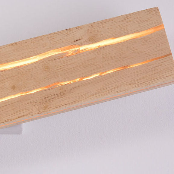 Lámpara Aplique de Pared LED Rectangular de Madera Craquelada Creativa Moderna 