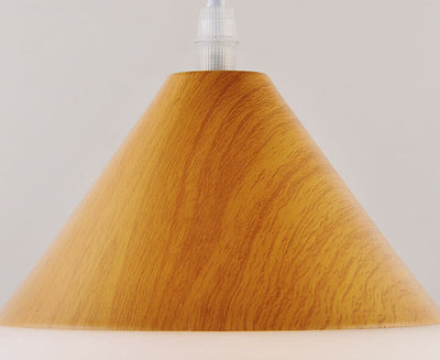 Luminaire suspendu à 1 lumière en forme de cône de verre à grain de bois nordique