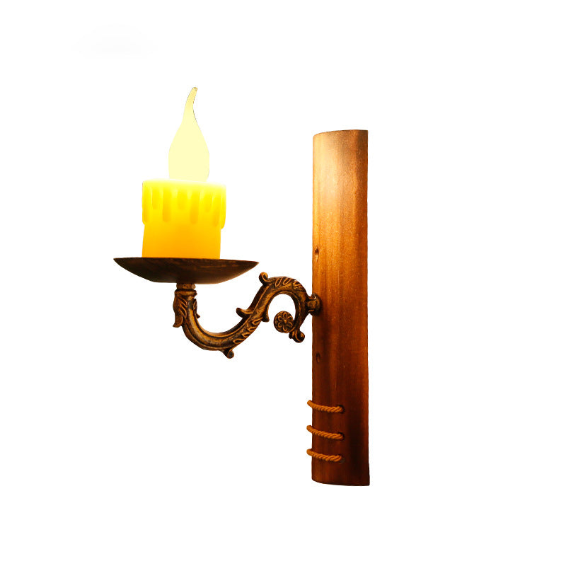 Applique murale à 1 lumière tissée en bambou vintage Candle 