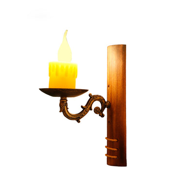 Vintage Candle  Bamboo Woven 1-Light Wall Sconce Lamp