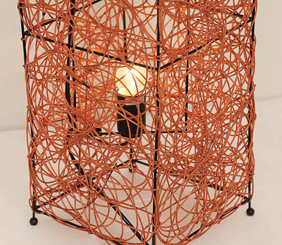 Minimalist Rattan Weaving Column Shaped 3-Light Standing Floor Lamp