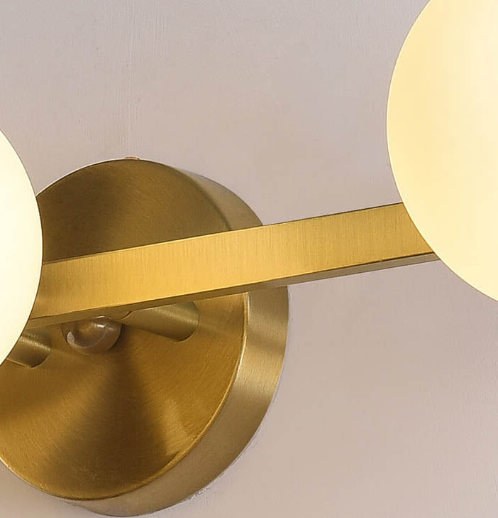 Moderne Kupfer-Glas-Kugel 3/4 Licht Spiegel Frontlicht 