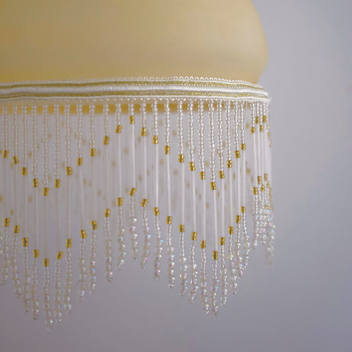 Vintage Milky Yellow Glass Tassel 1-Light Pendant Light