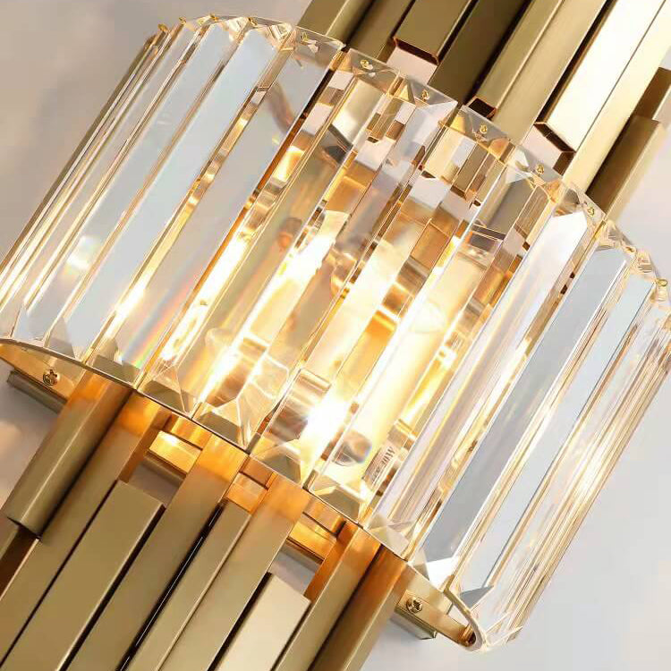 Modern Luxury Crystal Columnar 2-Light Wall Sconce Lamp