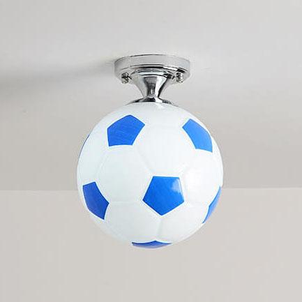 Plafonnier semi-encastré à 1 lumière en verre de football de basket-ball créatif 